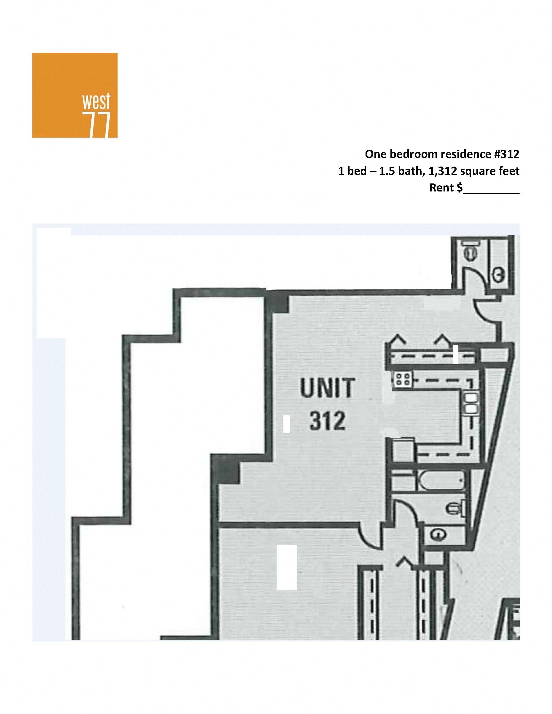 1 Bedroom 1 half bathrooms w Terrace 1 Bedroom & 1.5 Bathrooms with Terrace Floor Plan